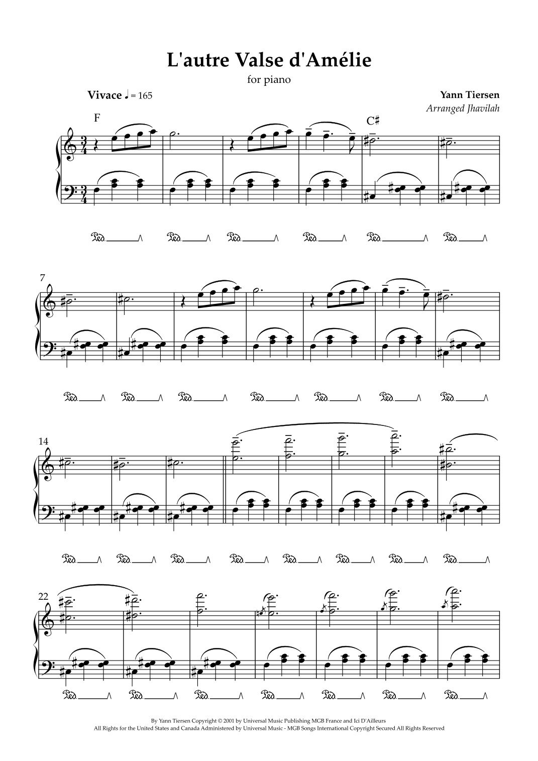 L'autre Valse D'amelie (arr. Jhavilah)