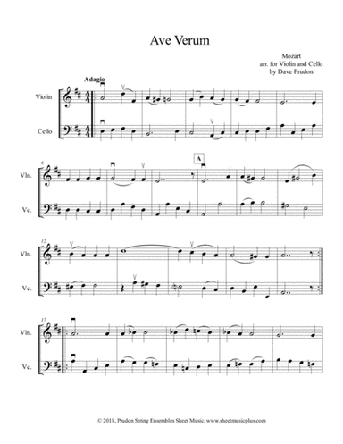 Mozart Ave Verum for Violin and Cello (arr. Dave Prudon)