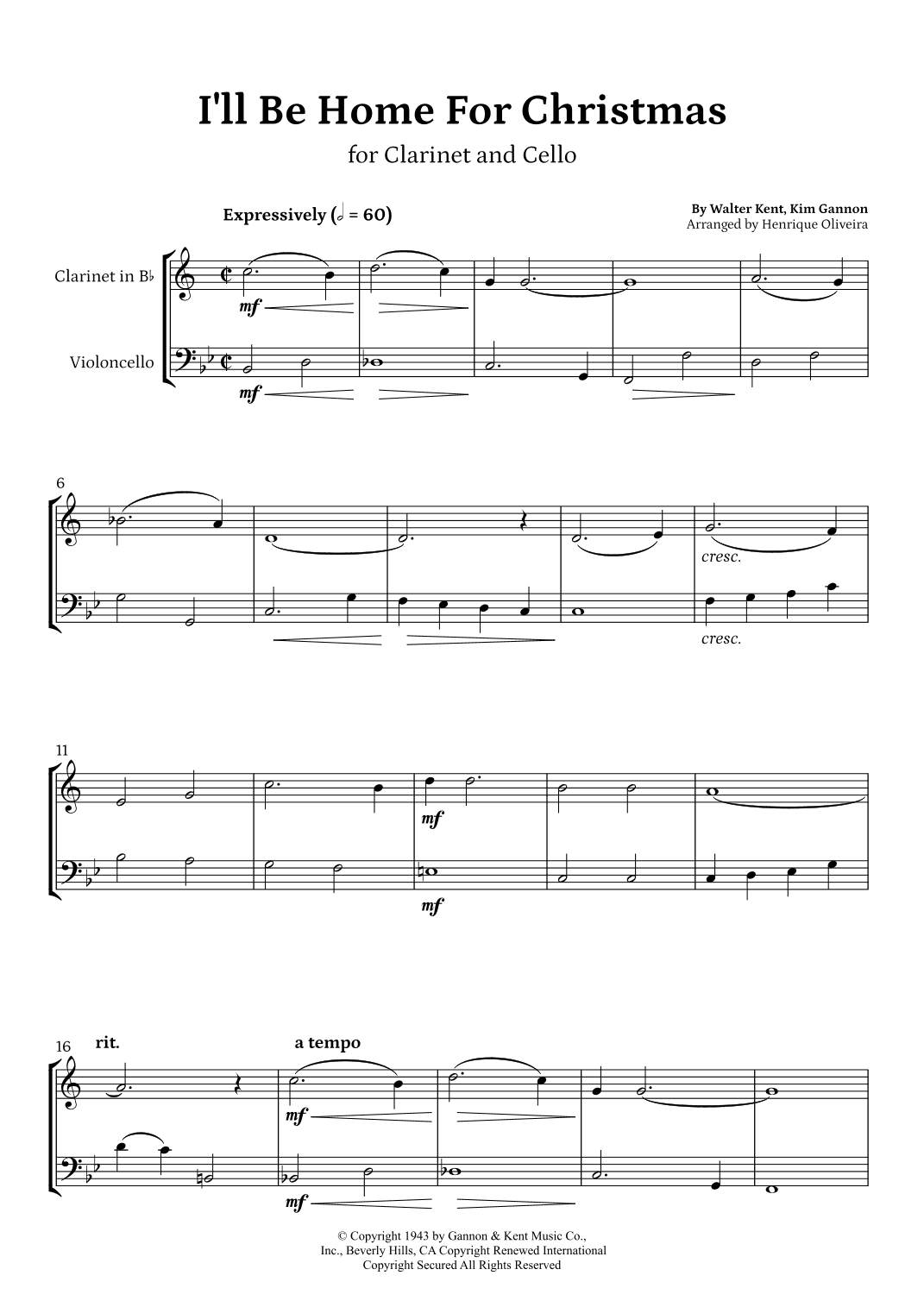 I'll Be Home For Christmas (arr. Henrique Oliveira)