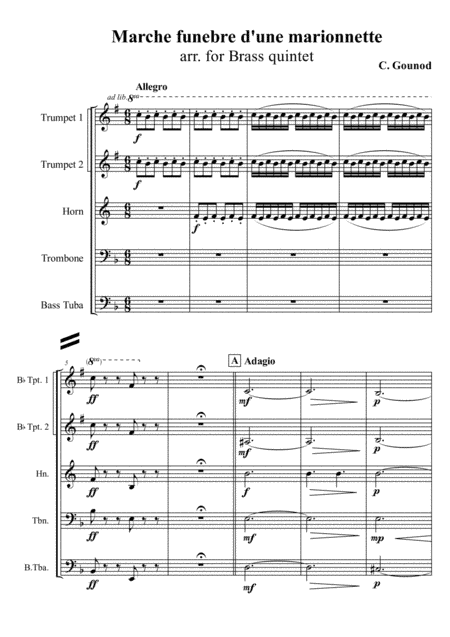 C. Gounod - Marche funebre d'une marionnette, arr. for Brass quintet (arr. Xlomeg)