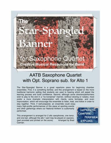 The Star-Spangled Banner for (S)AATB Saxophone Quartet (arr. Brad Carman)