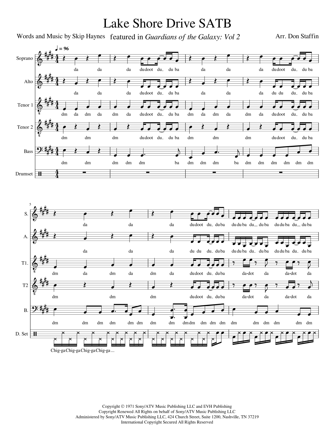 Lake Shore Drive (arr. Don Staffin)