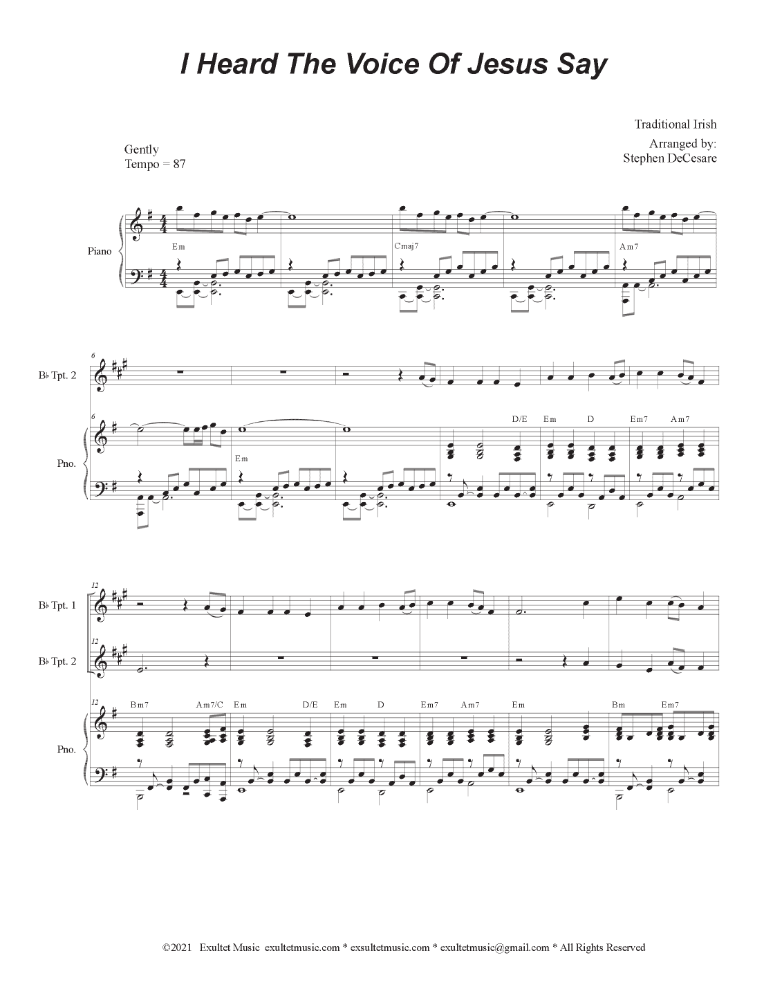 I Heard The Voice Of Jesus Say (Duet for Bb-Trumpet) (arr. Stephen DeCesare)
