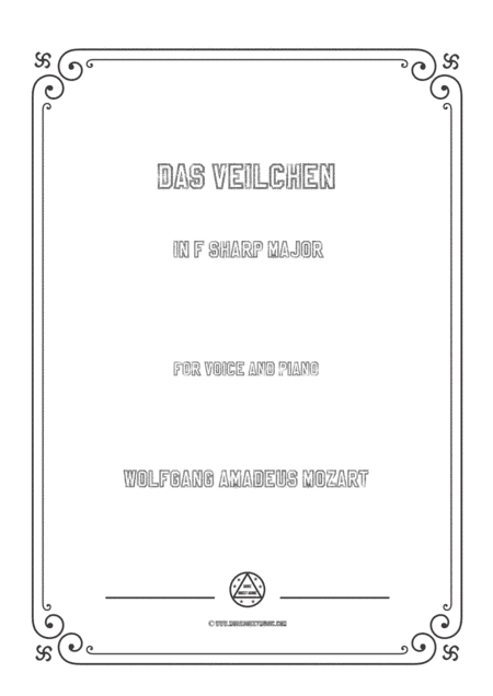 Mozart-Das Veilchen in F sharp Major,for Voice and Piano (arr. MSM)