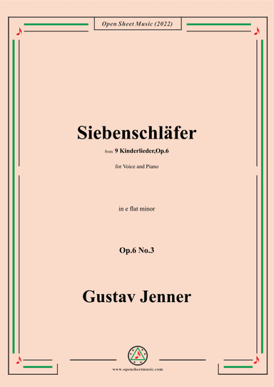 Jenner-Siebenschläfer,in e flat minor,Op.6 No.3 (arr. OSM Press)