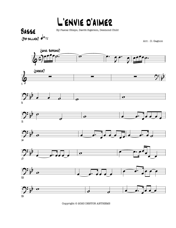 L'envie D'aimer - Score Only (arr. D. Gagnon)