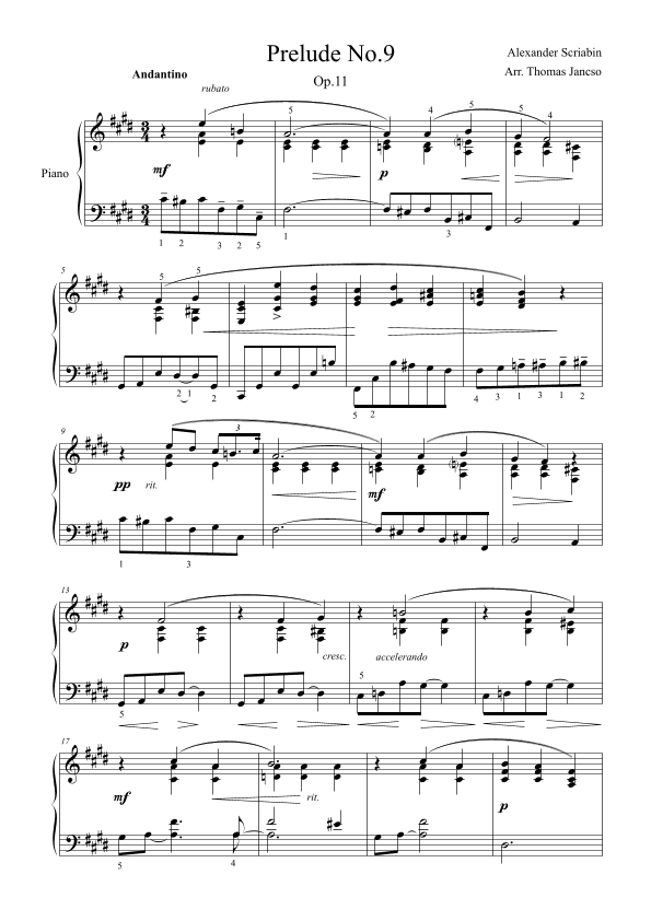 Prelude  Op.11 No.9 (arr. Thomas Jancso)