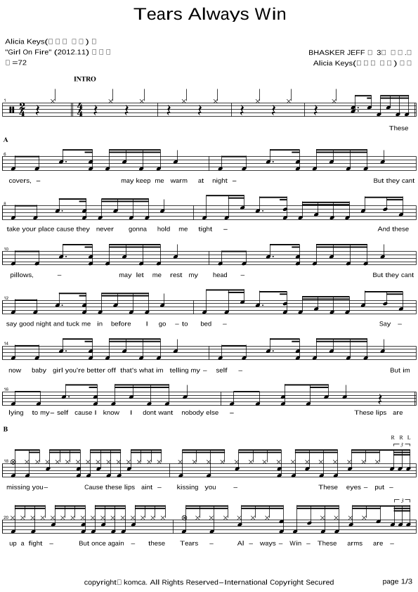 Tears Always Win (arr. COPYDRUM)