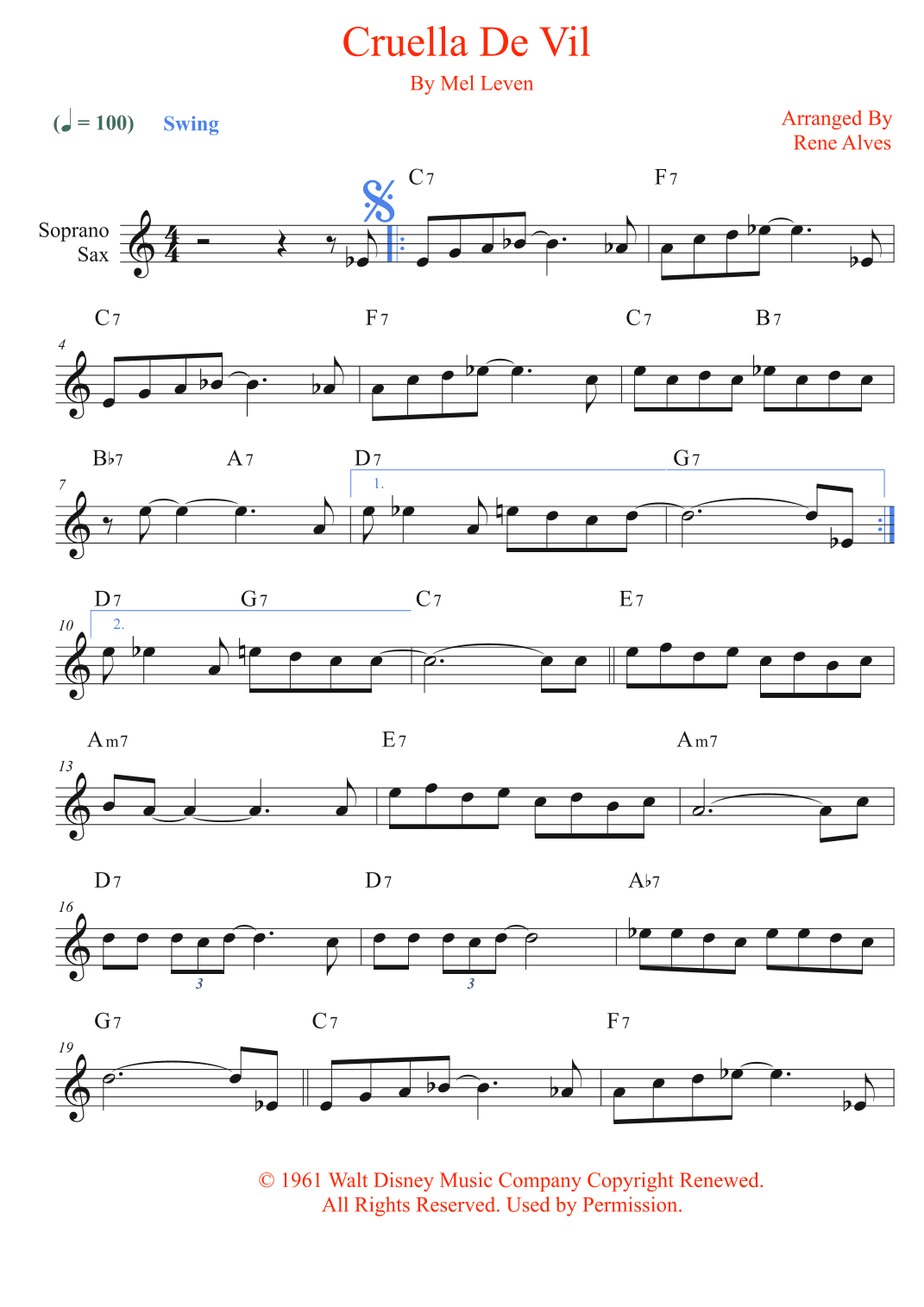 Cruella De Vil (arr. Rene Alves)