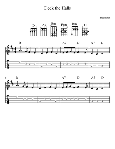 Deck the Halls (Ukulele) (arr. Randy McGravey)