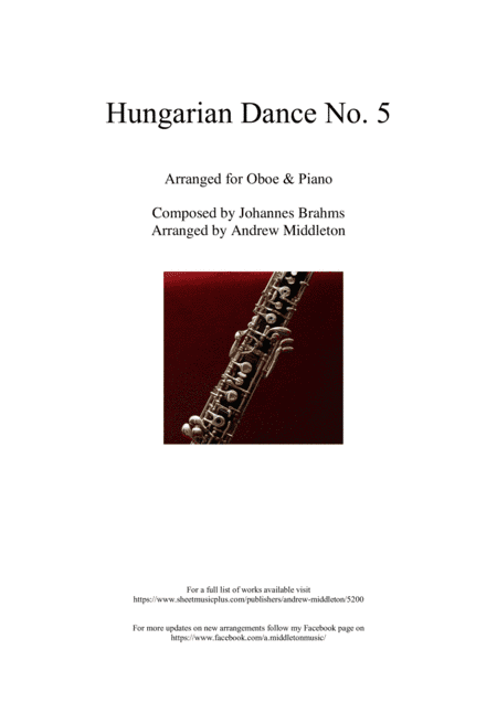 Hungarian Dance No. 5 in G Minor arranged for Oboe and Piano (arr. Andrew Middleton)