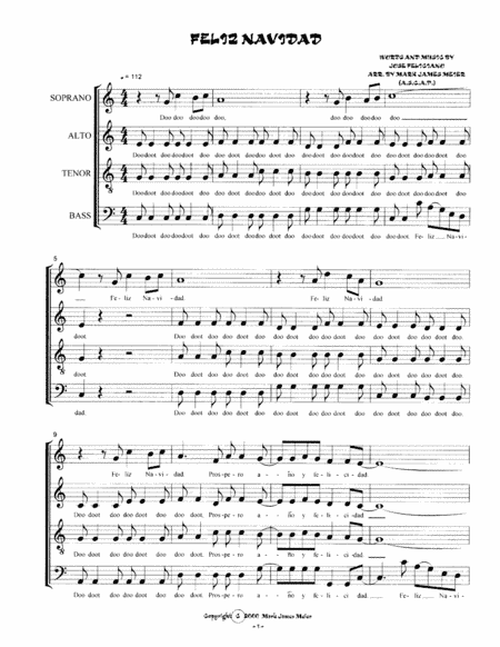 Feliz Navidad (arr. Mark James Meier (ASCAP))