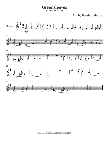 Greensleeves (arr. Dominic Meccia)