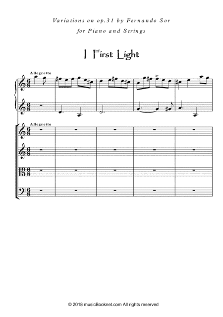 Piano and strings ensemble based on F.Sor op. 31 (arr. PianoSheetNow)
