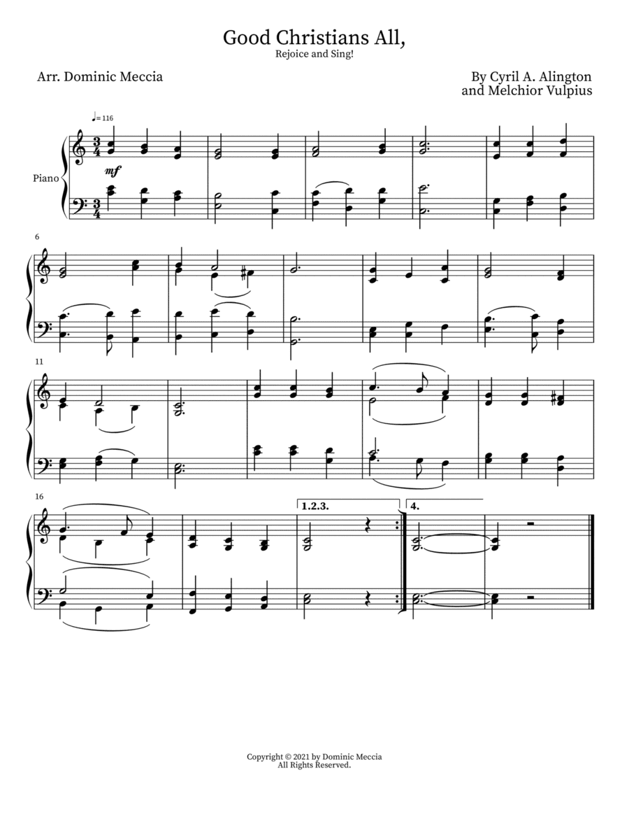 Good Christians All, Rejoice and Sing! (arr. Dominic Meccia)