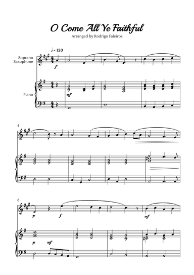 O Come All Ye Faithful (for soprano sax and piano accompaniment) (arr. Rodrigo Faleiros)