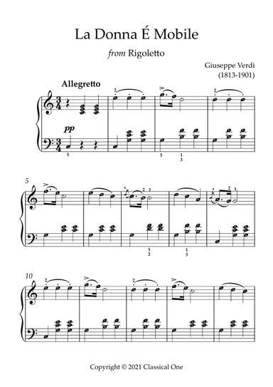 Verdi - La Donna e Mobile(With Note name) (arr. MPS)