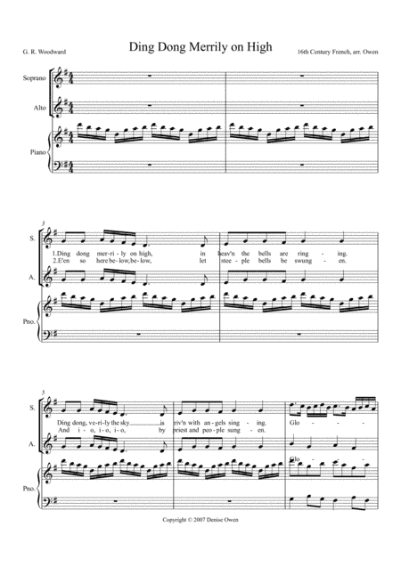 Ding Dong Merrily on High (unison or two-part treble) (arr. Denise M. Owen)