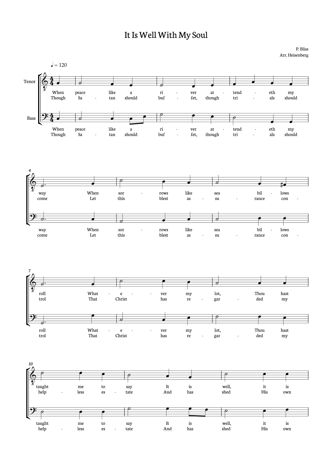 It Is Well With My Soul - Choir TB (arr. Heisenberg)