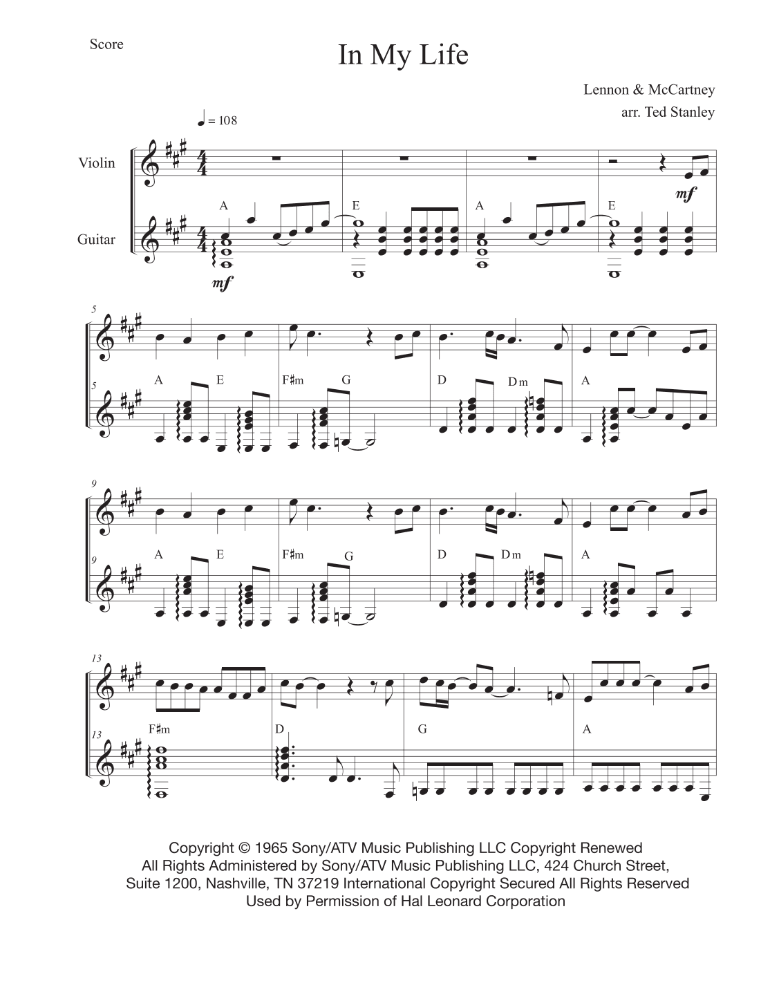 In My Life (arr. Ted Stanley)