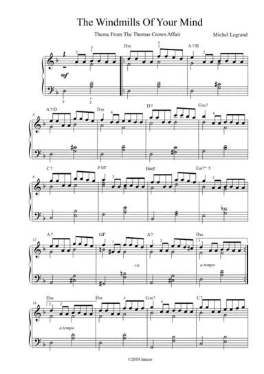 The Windmills Of Your Mind (arr. Thomas Jancso)
