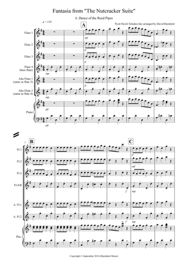 Dance of the Reed Pipes (Fantasia from Nutcracker) for Flute Quartet (arr. David Burndrett)