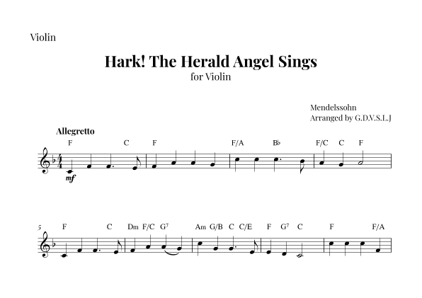 Hark! The Herald Angel Sings (arr. G.D.V.S.L.J)