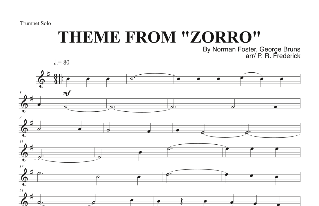 Theme From Zorro (arr. P. R. Frederick)