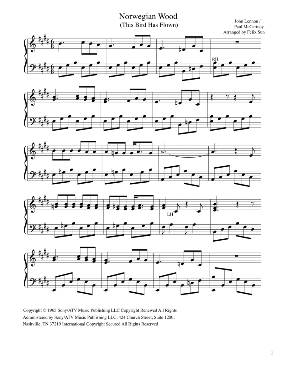 Norwegian Wood (this Bird Has Flown) (arr. Felix Sun)