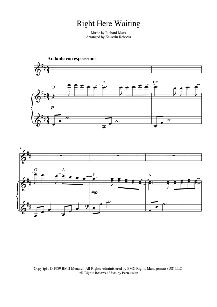 Right Here Waiting (arr. Kaiserin Rebecca)