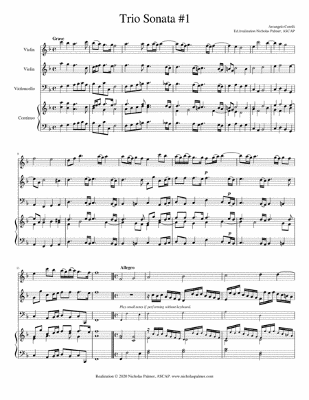 Trio Sonata in F (no.1, op. 1) - Arcangelo Corelli (arr. Nicholas Palmer, ASCAP)