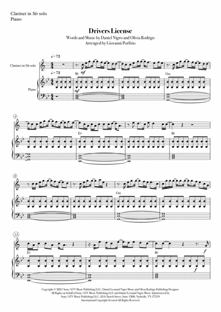 Drivers License (arr. Giovanni Porfirio)