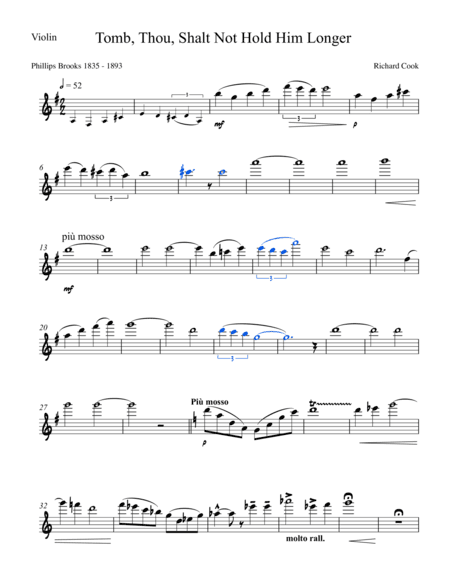 Tomb, Thou Shalt Not Hold Him Longer VIOLIN PART