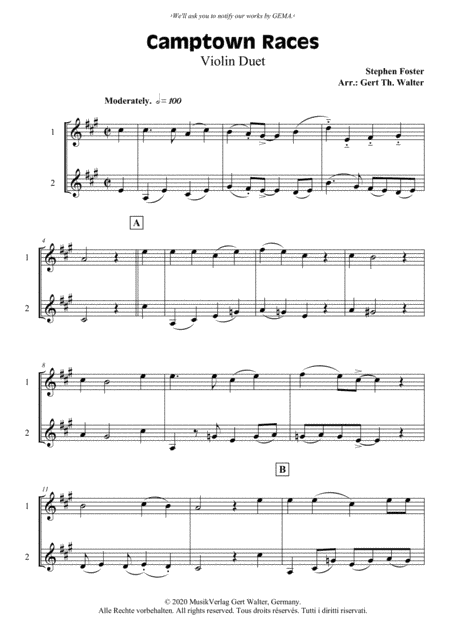 Camptown Races (arr. Gert Th. Walter)