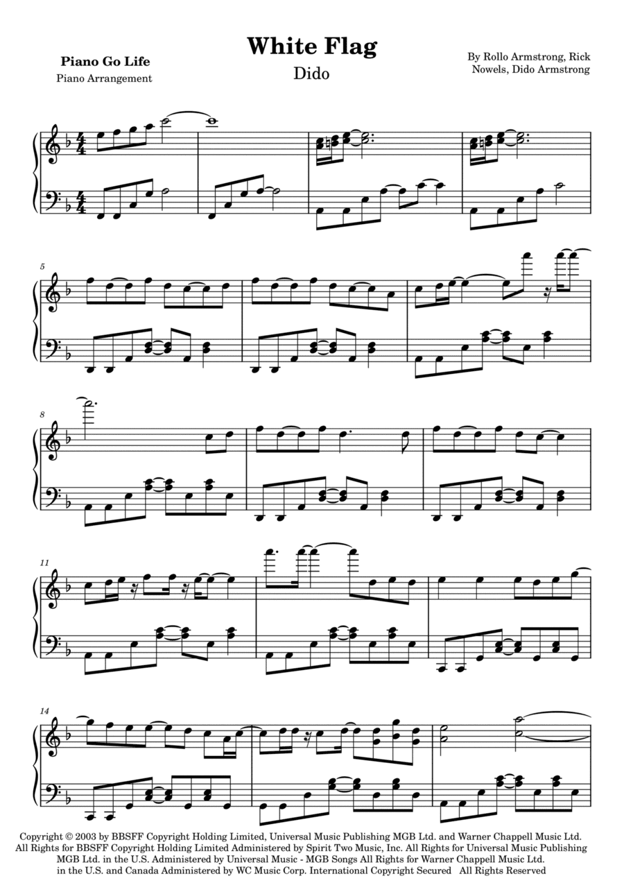 White Flag (arr. Piano Go Life)