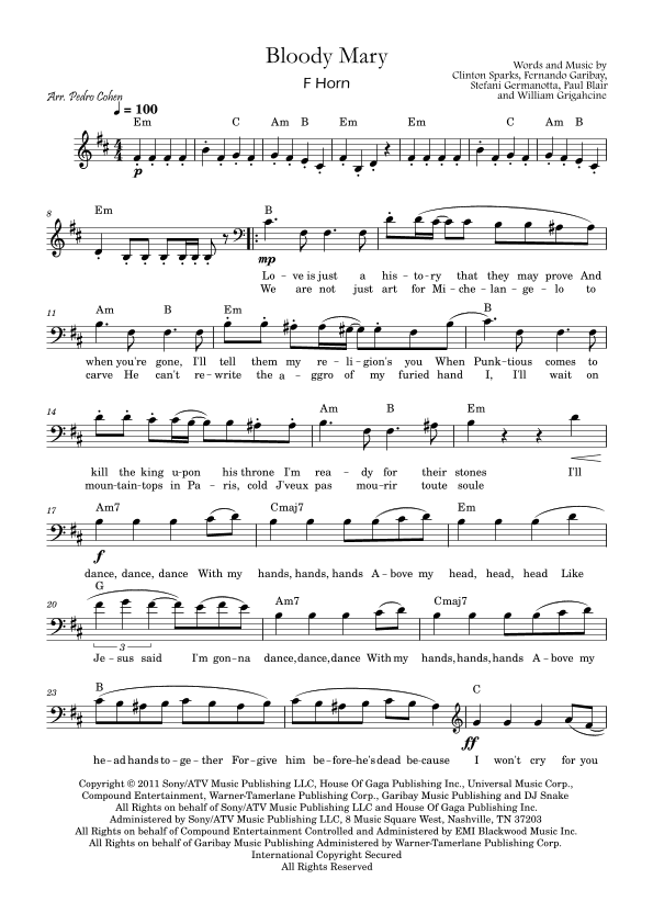 Bloody Mary (arr. Pedro Cohen)