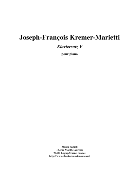 Joseph-François Kremer: Klaviersatz no.5