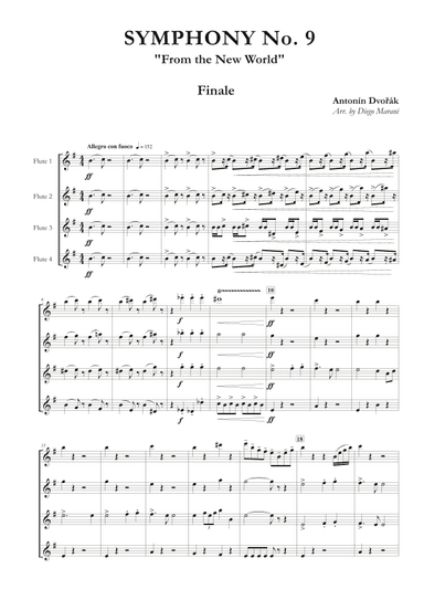 Finale from Symphony No. 9 "From the New World" for Flute Quartet (arr. Diego Marani)