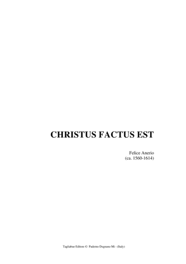 CHRISTUS FACTUS EST - Anerio - Score Only