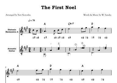 The First Noel - For Harmonica key A and Acoustic Guitar (arr. Yuri Noronha)