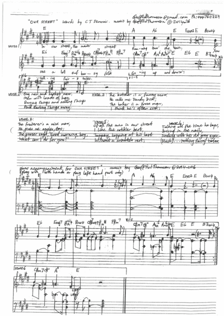 OUR STREET. lead sheet&words( #CJDennis )AND piano
