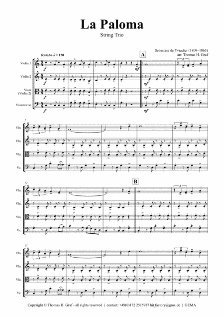 La Paloma - Spanish Habanera - String Trio (arr. Thomas H. Graf)