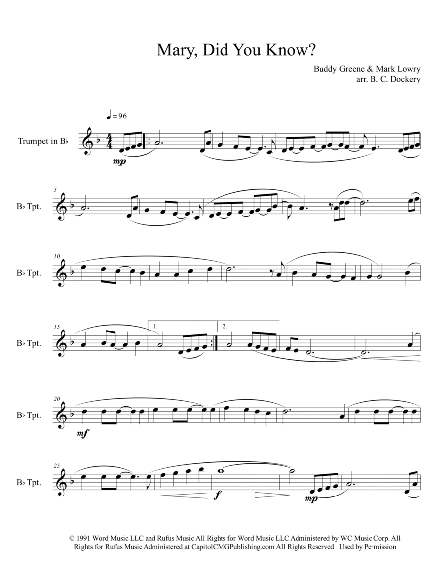 Mary, Did You Know? (arr. B. C. Dockery)