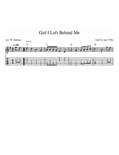 Girl I Left Behind Me - for Guitar (arr. W. Durham)
