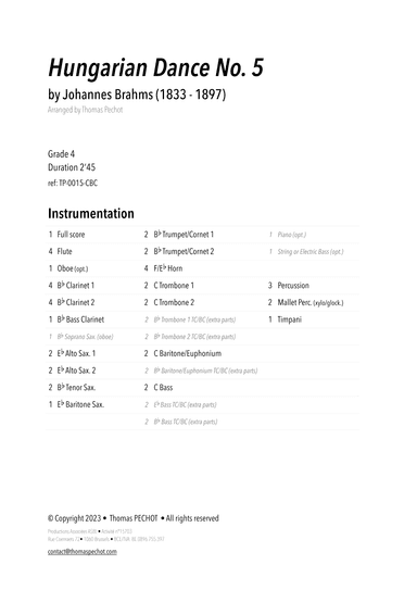Hungarian Dance No. 5 (arr. Thomas PECHOT)