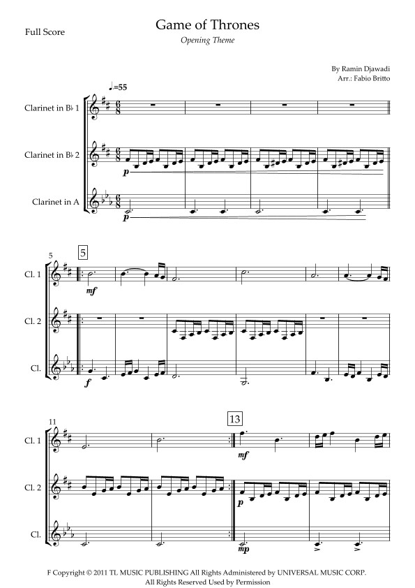Game Of Thrones (arr. Fabio Britto)