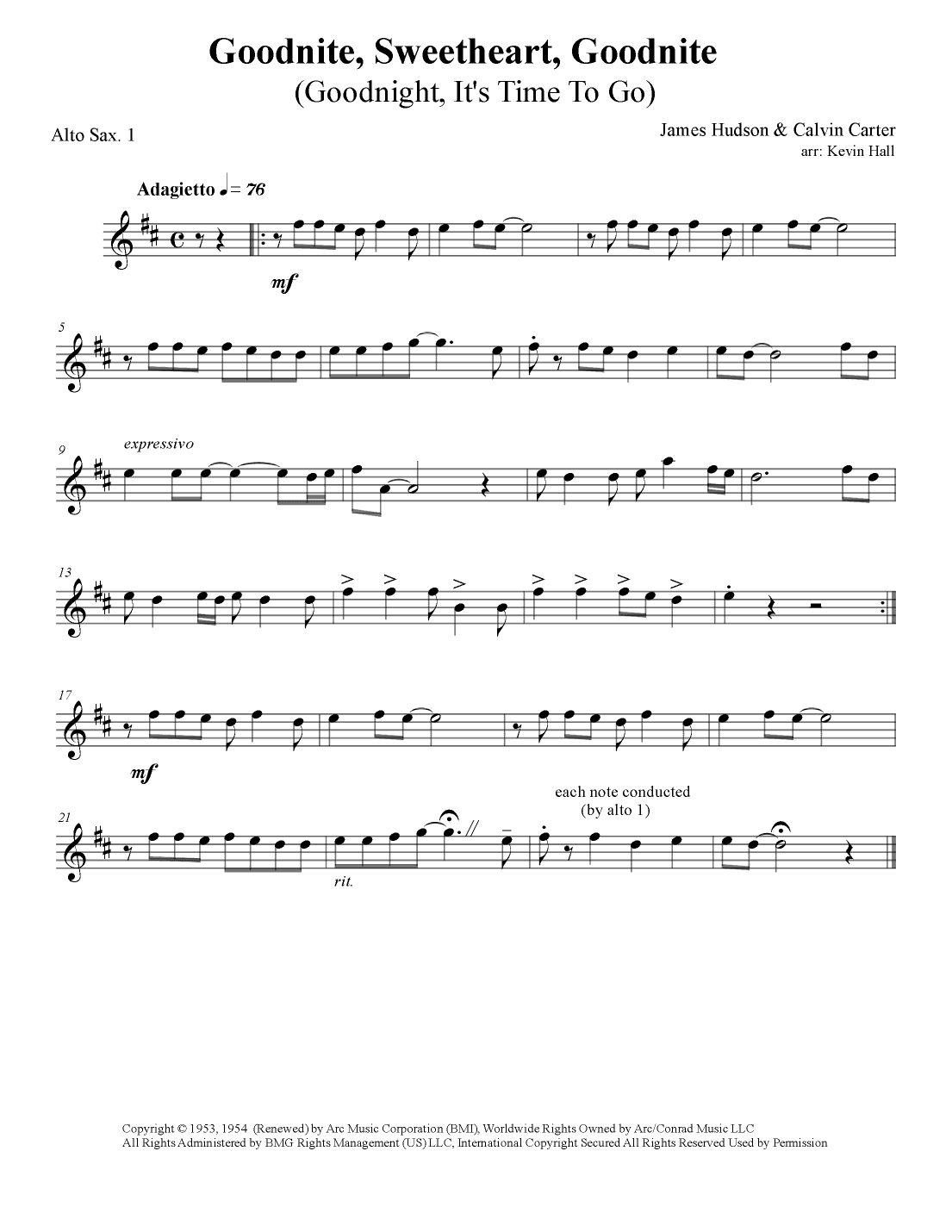 Goodnight, Sweetheart, Goodnight (goodnight, It's Time To Go) (arr. Kevin Hall)