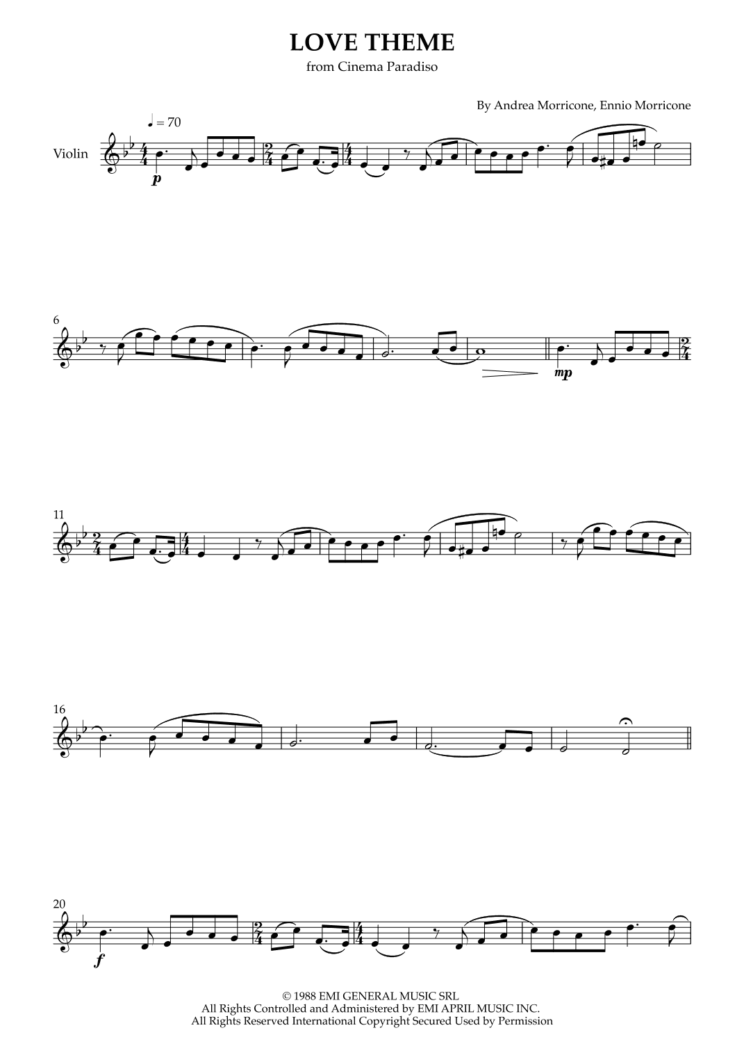 Love Theme (tema D'amore) (arr. Karen Gueiros)