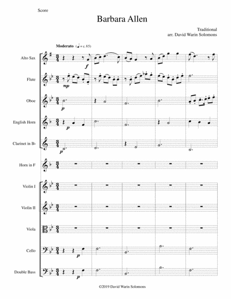 Barbara Allen for alto saxophone and orchestra (arr. David Warin Solomons)