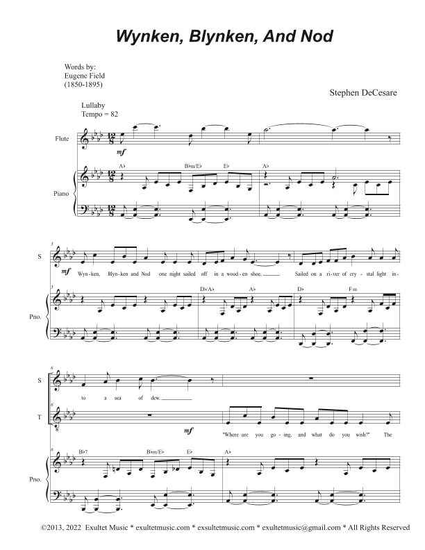 Wynken, Blynken, And Nod (Duet for Soprano and Tenor solo)